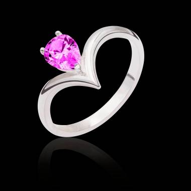 Bague de fiançailles saphir rose or blanc Flavie Solo