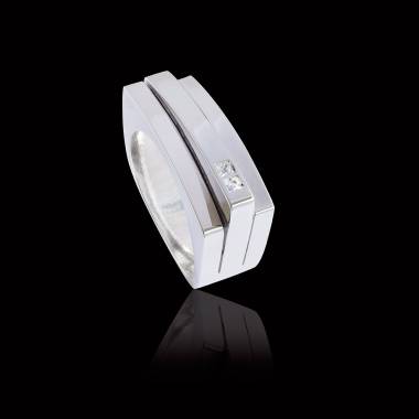 Bague Homme pavage diamant 0,6 carats or blanc Sensus