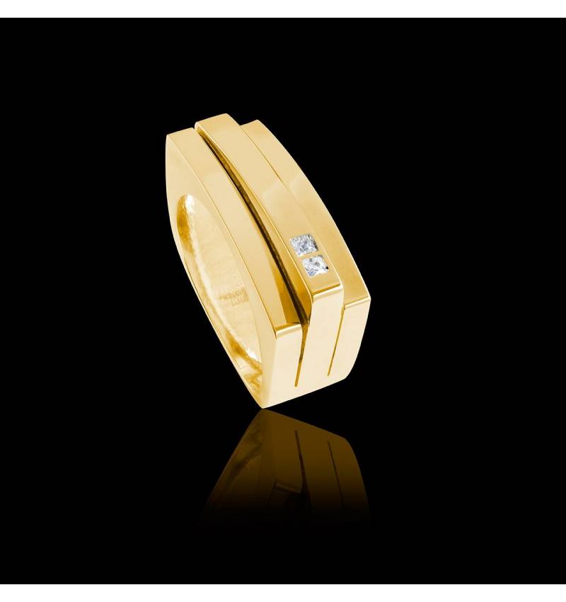 Bague Homme pavage diamant 0,6 carats or jaune Sensus