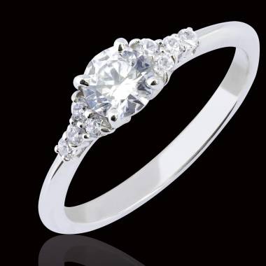 Bague de fiançailles diamant pavage diamant or blanc Virginie