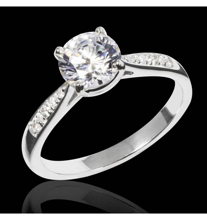 Bague de fiançailles diamant pavage diamant or blanc Angela Bague de fiançailles diamant pavage diamant or blanc Angela