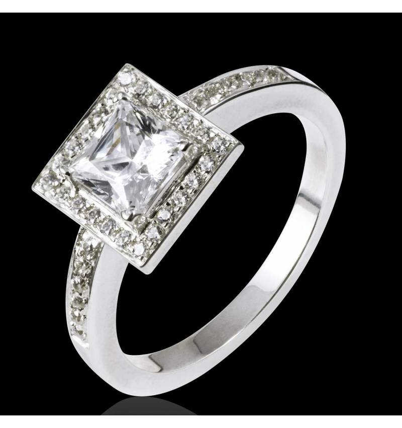 Bague de fiançailles diamant pavage diamant or blanc Perrine