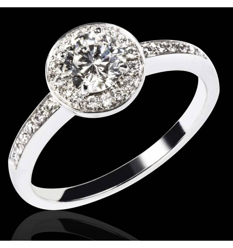 Bague de fiançailles diamant pavage diamant or blanc Rekha 