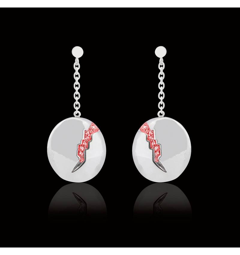 Boucles d’oreilles pavage rubis or blanc 18K Quake