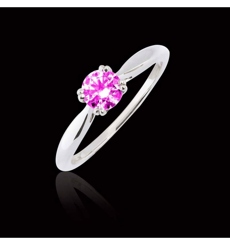 Bague de fiançailles saphir rose or blanc Laureen Solo