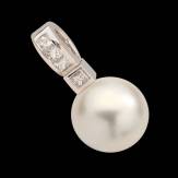 Pendentif perle blanche Tahiti et diamant 0,32 carat or blanc Princess Bora Bora