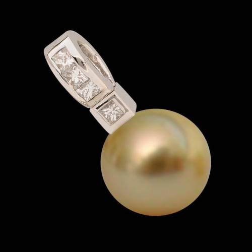 Pendentif perle gold Tahiti et diamant 0,32 carat en or blanc Princess Bora Bora