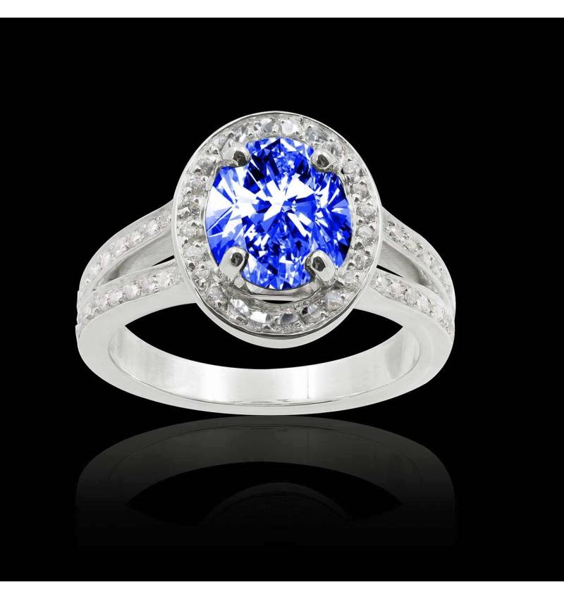 Bague saphir bleu ovale Sarah