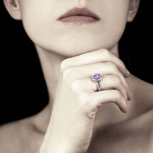 Bague saphir rose ovale Sarah