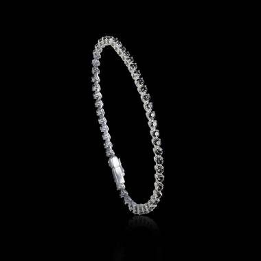 Bracelet diamant noir 3,71 carats or blanc Rivière
