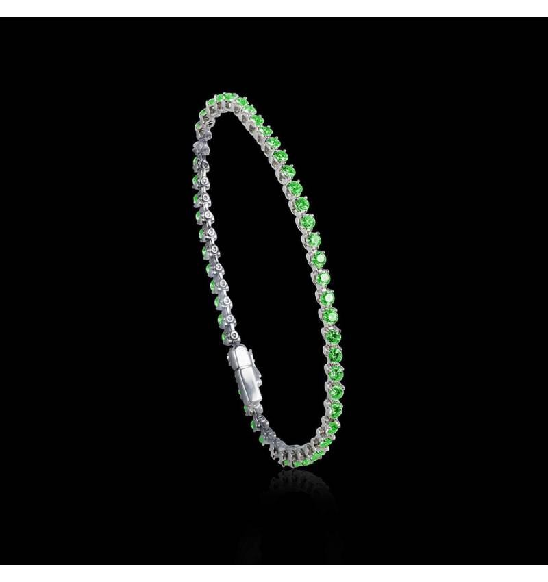 Bracelet émeraude 3,71 carats en or blanc Rivière Bracelet émeraude 3,71 carats en or blanc Rivière