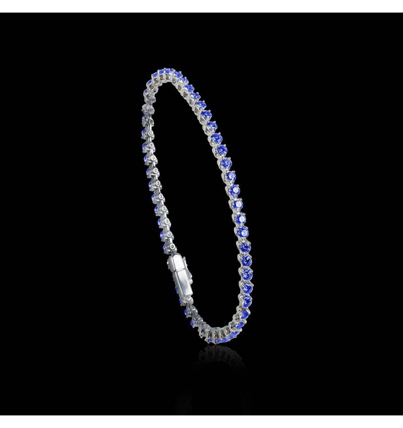 Bracelet saphir bleu 3,71 carats en or blanc 18K Rivière Bracelet saphir bleu 3,71 carats en or blanc 18K Rivière