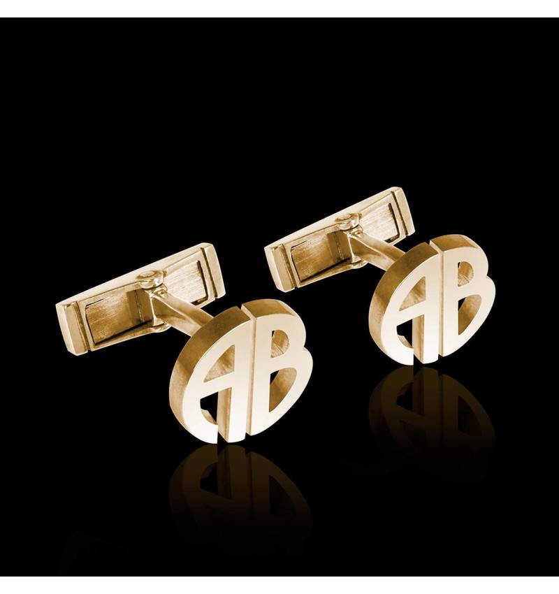 Bouton de manchette or blanc 18K Initiales