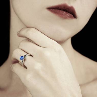 Bague solitaire bleu Alicia