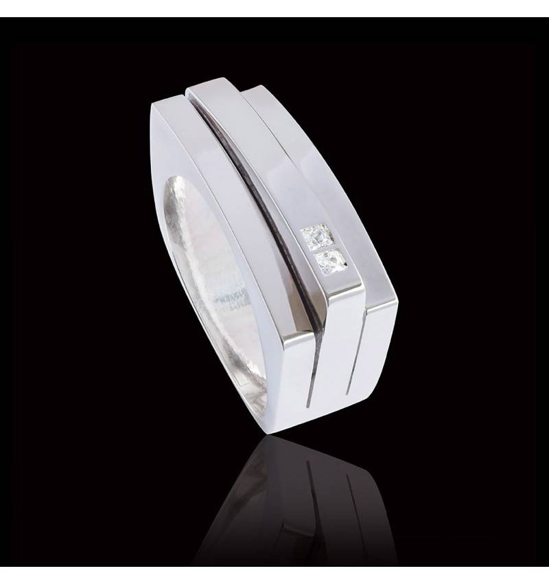 Bague Homme pavage diamant 0,5 carats or blanc Sensus