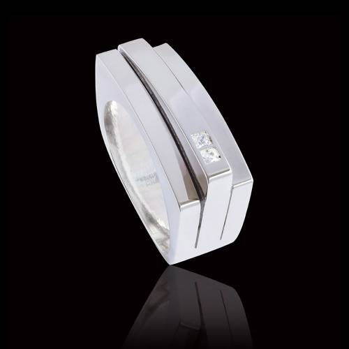 Bague Homme pavage diamant 0,5 carats or blanc Sensus