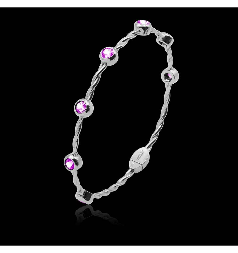 Bracelet Trèfle saphir rose