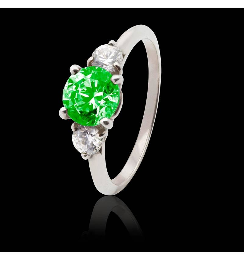 Bague de fiançailles émeraude pavage diamant or blanc Nayla Bague de fiançailles émeraude pavage diamant or blanc Nayla