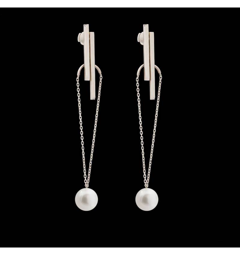 Boucles d'oreilles pendante Art déco perle blanche