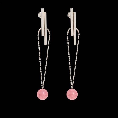 Boucles d'oreilles pendante Art déco perle rosée