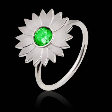 Bague de fiançailles émeraude Marguerite solo