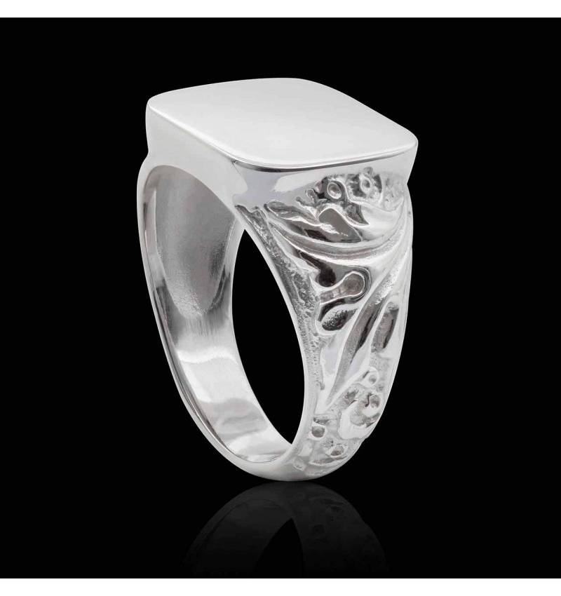 Chevalière femme or blanc Poséidon Chevalière femme or blanc Poséidon