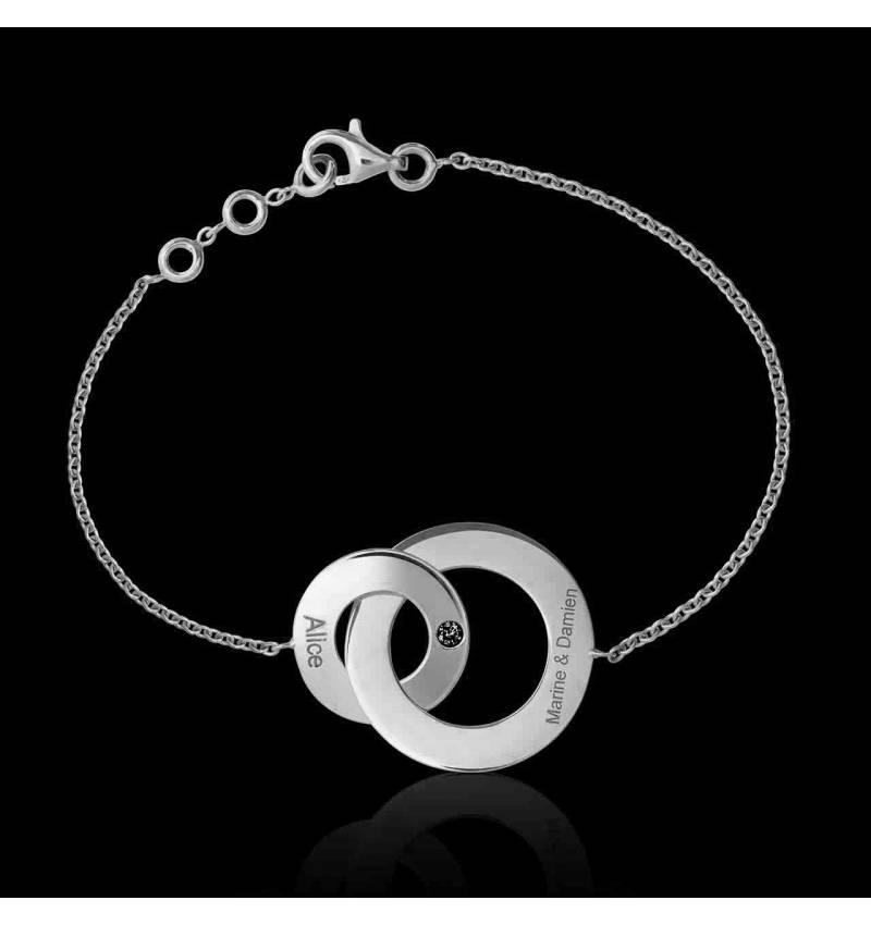 Bracelet diamant noir Double Anneau