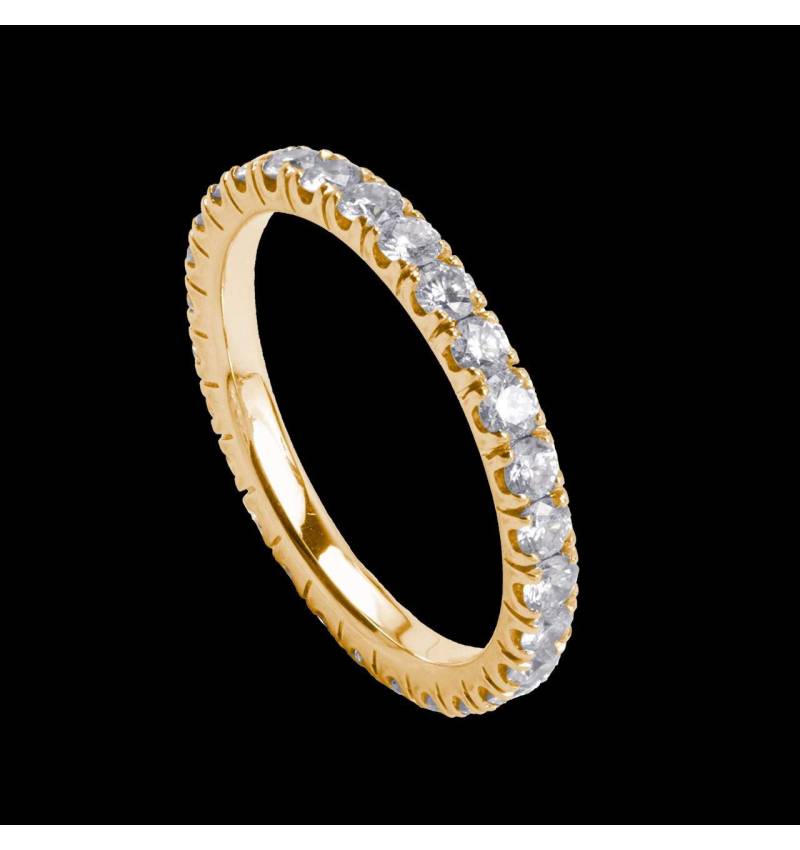 Alliance de mariage pavage diamant 0,6 carat or jaune Eve