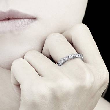 Bague alliance pavage diamant 0,5 carat or blanc Jupiter