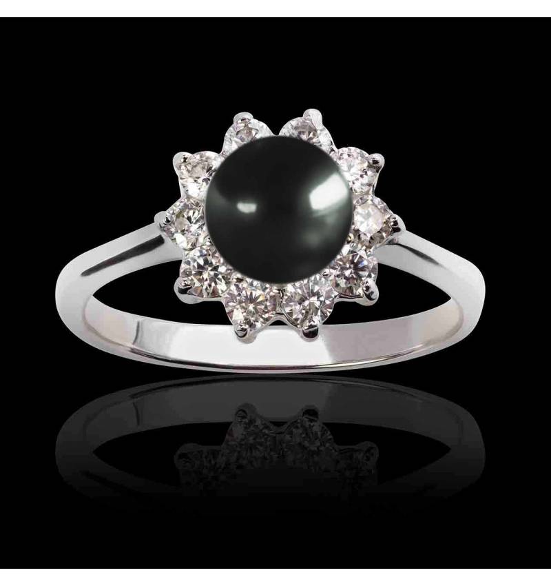 Bague perle Tahiti noire Ambrosia