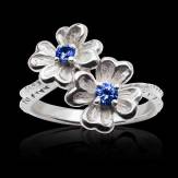 Bague saphir bleu Mya ne or blanc palladié 18K