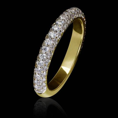 Alliance mariage or jaune 18K, pavage diamants Audrène