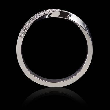 Alliance mariage femme or blanc palladié 18K pavage diamants Auxence