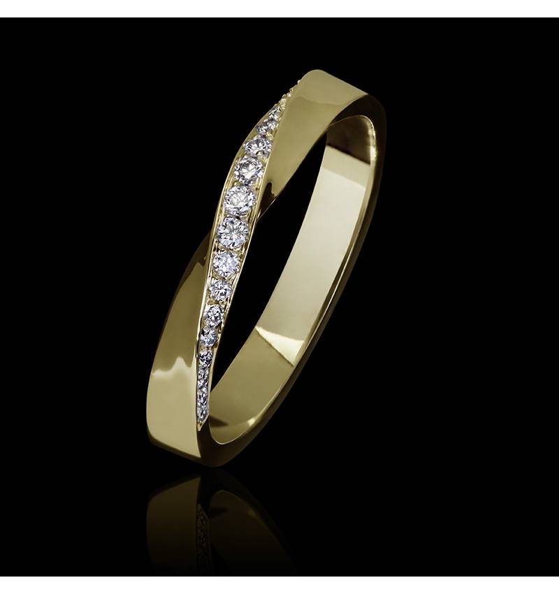 Alliance mariage femme or jaune 18K- diamants Auxence