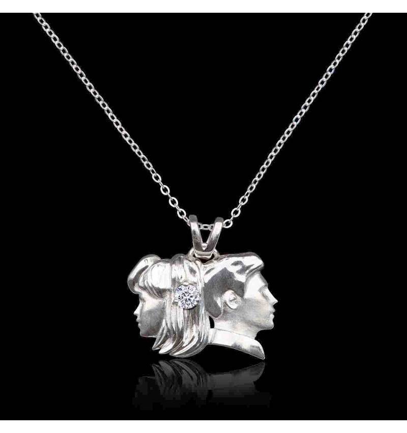 Pendentif astrologie Gémeaux en or blanc-diamant Pendentif astrologie Gémeaux en or blanc-diamant