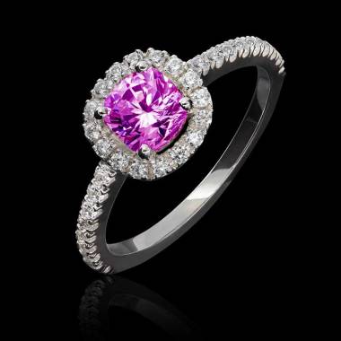 Bague saphir rose-diamants-Alice