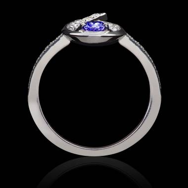 bague saphir bleu-diamants-Flamme