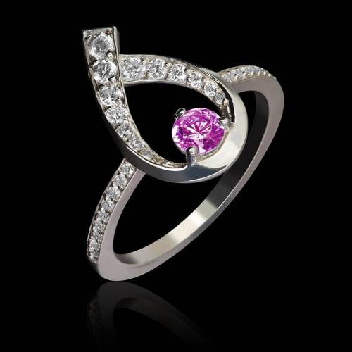 bague saphir rose -diamants-flamme