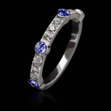 Bague saphir bleu-or blanc-Olivia