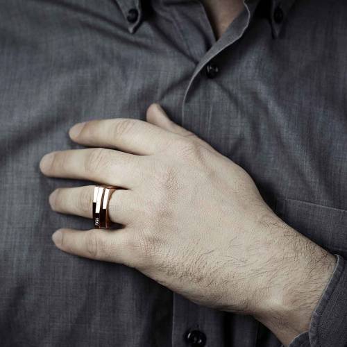 Bague homme-or rose-diamant noir-Sensus