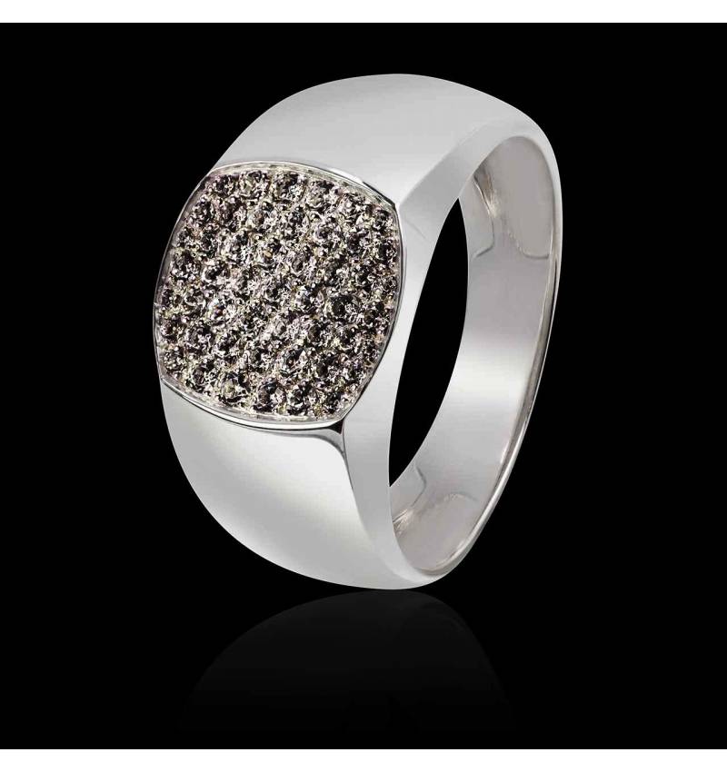 Chevaliere homme-platine-diamant noir-Massimiliano