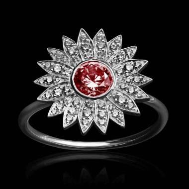 Bague rubis - diamant-or blanc-Marguerite