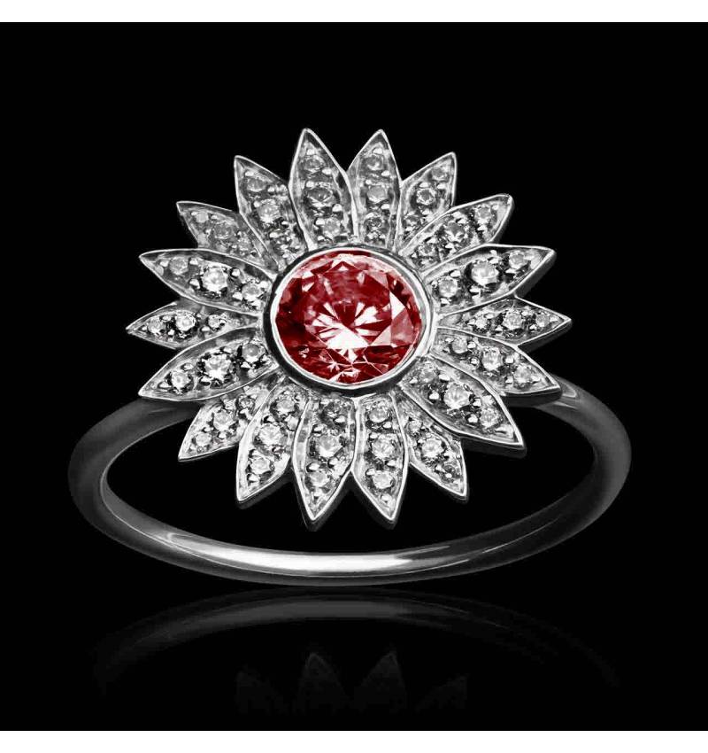 Bague rubis - diamant-or blanc-Marguerite