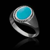 chevalière-platine-turquoise-diamant-noir-nikolina