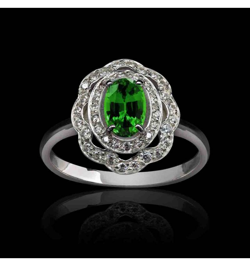 Bague diadème en or 14 carats avec émeraude naturelle et diamants ! - Personnalisable en vente
