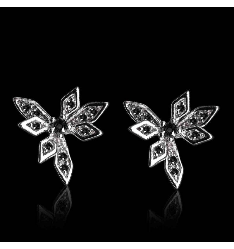 boucles oreilles-diamant noir-givre