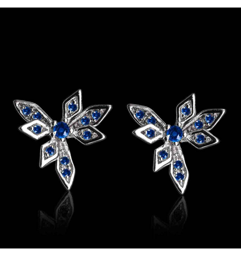 boucles oreilles-saphir bleu-givre