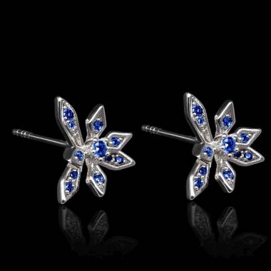 boucles oreilles-saphir bleu-givre