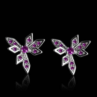 boucles oreilles-saphir rose-givre