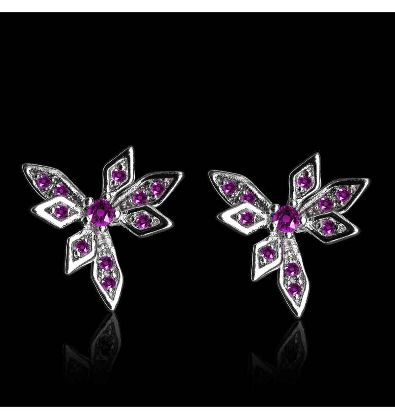 boucles oreilles-saphir rose-givre